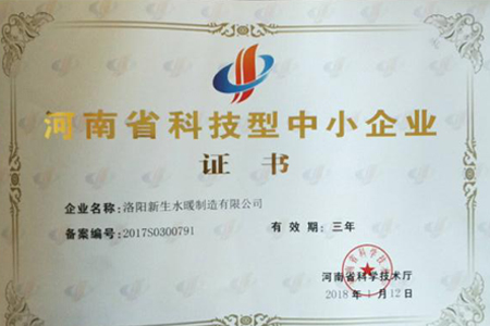 Henan Science and Technology SME Certificate